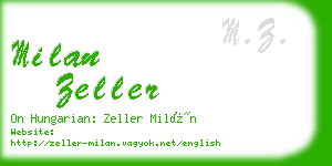 milan zeller business card